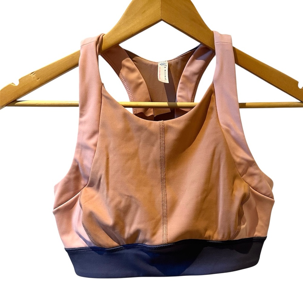 Free People Topaz Color Block Crop Sports Bra Top Shadow Coxed Combo Size XS‎